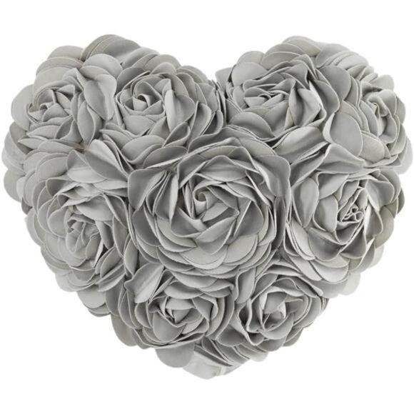 Flower Throw Pillow Covers Decorative Heart Cushion Floral Accent Pillow 14x16¨ - Picture 1 of 4